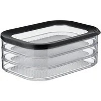 Mepal Vorratsdose Modula Aufschnittdose 3-lagig schwarz 1650 ml für Kühlschrank, Styrol-Acrylnitril (SAN), Polyethylen (PE), 3 separate Behälter, spülmaschinenfest