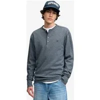 Superdry Langarmshirt MINI SLUB WAFFLE LS GRANDAD lockere Passform, mit Rundhalsausschnitt, aus Baumwolle