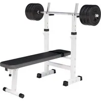 GORILLA SPORTS Hantelbank Hantelbank mit Langhantelset, (8-tlg)