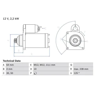 Bosch Anlasser 2,2 kW Kia Carnival 2 2,9