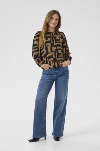 Langarm-Bluse KAlorina Regular fit black brown