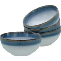 CreaTable Schale Cascade, Buddha Bowl 17,5 cm 4-tlg, Steinzeug, (Set, 4-tlg), Rekativglasur, Healthy Food