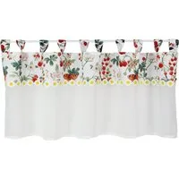 EXPERIENCE Scheibengardine Bistrogardine Erdbeeren Blumen 48x140 cm, Käseleinen mit Applikation (1 St), Schlaufe, halbtransparent, Applikation