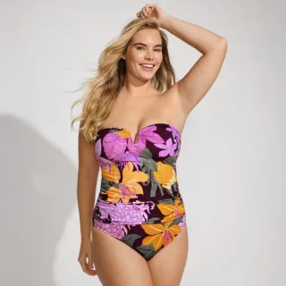 Bandeau-Tankini-Top Slender, Damen,  Schwarz, Elasthan/Nylon-Mischung, by Lands' End