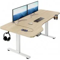 Casaria Schreibtisch, Elektrisch 160x75cm L- Form LCD- Display 73-118cm Stahlgestell Beige