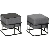 en.casa Sitzhocker (2er Set), »Tas« mit Tischfunktion gepolstert quadratisch Dunkelgrau