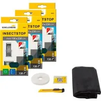 SCHELLENBERG Fliegengitter-Gewebe für bodentiefe Fenster und Türen, (Set, 3-St), Insektenschutz ohne bohren, 130 x 230 cm, weiß und anthrazit