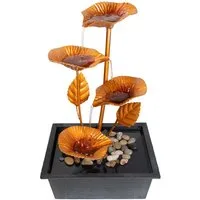 Lemodo Zimmerbrunnen Tischbrunnen mit Metallblätter, 4 Stufen, 21 cm Breite