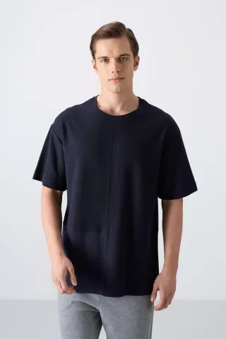 Übergrößen Baumwollmischung Rundhalsausschnitt T-Shirt mit Tasche