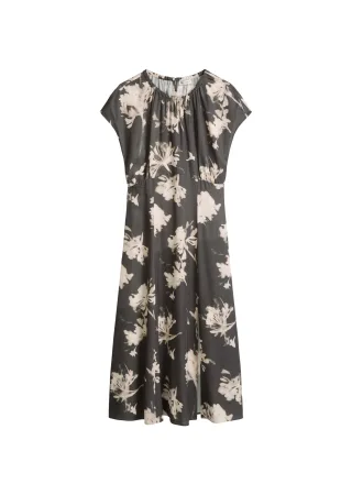 Marc OPolo Casual - Ärmelloses Print-Kleid flared Dark Grey - Gr. - 40