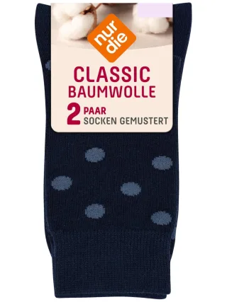 NUR DIE Damen Socken Classic Baumwolle gemustert - 2er Pack
