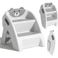 HEYHIPPO Baby-Toilettensitz Tritthocker für Kleinkinder–faltbar, 2-stufig, 32×33×35cm, rutschfest, Vielseitiger, leichter Töpfchenhocker, für Kinder 6–48 Monate, grau