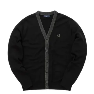 Fred Perry - Schwarze Strickjacke Aus Chenille Mit Knopfleiste