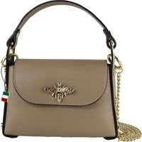FLORENCE Umhängetasche Florence Umhängetasche Biene Damen (Umhängetasche), Damen Umhängetasche Leder, taupe, beige ca. 19cm x ca. 14cm