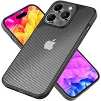 Nalia Smartphone-Hülle Apple iPhone 14 Pro Max 17 cm (6,7 Zoll), Matte Harte Carbon-Look Hülle / Transparent / Verstärkter Silikon-Rand