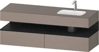 Duravit Qatego Einbauwaschtisch mit Konsolenwaschtischunterbau Basalt Matt 1600x550x600 mm - QA47960 QA4796016430010