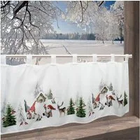 Delindo Lifestyle Scheibengardine Winterstimmung (1 St), Schlaufen, blickdicht, Microfaser, mit Schlaufenaufhängung, für die Küche