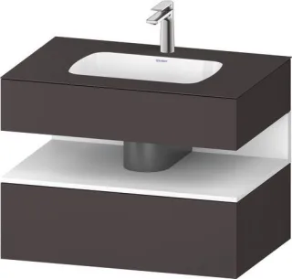 Duravit Qatego Einbauwaschtisch mit Konsolenwaschtischunterbau Graphit & Weiß Matt & Supermatt 800x5 QA4785018800010