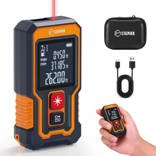 EU Direct CIGMAN CD-80T Laser Tape Measure 262 ft Range ±1/16 in Accuracy Compact Design USB-C Rechargeable Backlit LCD