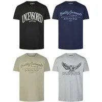 riverso T-Shirt Herren Printshirt RIVLeon Regular Fit (4-tlg) Kurzarm Tee Shirt mit Rundhalsausschnitt aus 100% Baumwolle