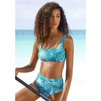 LASCANA ACTIVE Highwaist-Bikini-Hose Coal im Mustermix aus Palmen und Streifen