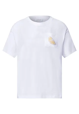 Street One - T-Shirt mit Brusttasche weiß - Gr. - 34