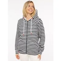 Zwillingsherz Kapuzensweatjacke "Streifen Strandglück" gestreifte Hoodiejacke mit Strandglück Stickerei und Anker am Rücken
