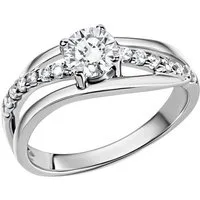 Zeeme Fingerring Silber 925 rhodiniert mit Zirkonia weiß
