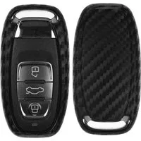 mt-key Schlüsseltasche Autoschlüssel Softcase Silikon Schutzhülle im Carbon Look, Audi A5 S5 A4 S4 Q3 Q5 A6 S6 R8 TT 3 Tasten KEYLESS SMARTKEY