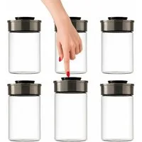 BURI Vorratsglas 6x Vakuum Vorratsglas Glas 1000ml Vorratsgläser Vakuumdeckel luftdicht, Glas