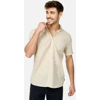 Indicode Kurzarmhemd Herren INBravida Herrenhemd Kurzarm aus einem leichtem Leinenmix, mit Button-Down-Kragen
