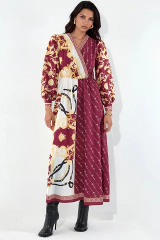 Bedrucktes Maxikleid mit Gürtel