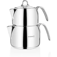 Korkmaz Caydanlik-Teekanne Perla Midi A027, 2.1 l, (2-St), 0,7L/1,4L aus hochwertigem 18/10-Edelstahl