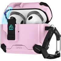 CoolGadget Kopfhörer-Schutzhülle Defender Hülle für Apple AirPods 4 magnetisch mit Karabiner, 360° Full-Body Case Schutzhülle Handy Standfunktion magnetisch ladbar