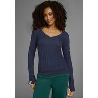 KangaROOS V-Ausschnitt-Pullover hüftlange Schnittform, mit Rippstrick, figurbetonte Passform