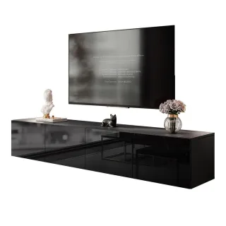 Lookway Tv-Lowboard, Schwarz Hochglanz, Holzwerkstoff, Uni, Rechteckig, 200x36x40 cm, Wohnzimmer, Wohnwände, Lowboards, Lowboards stehend