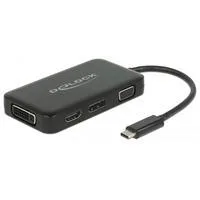USB Adapter, USB-C Stecker > VGA + HDMI + DVI + DisplayPort Buchse schwarz, 15cm