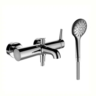 LAUFEN Wannenarmatur Aufputz PURE mit Zubehör Kunststoffschlauch 1500 mm und Handbrause MyTwin100 ch HF901760100600