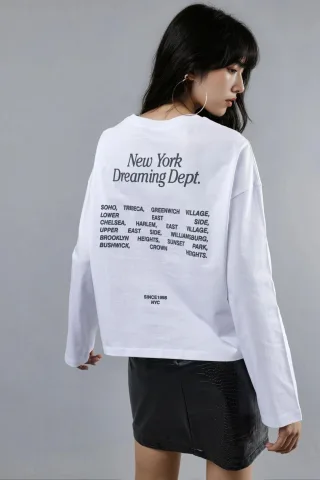 Lässiges Langarmshirt mit Rundhalsausschnitt und Rückendruck