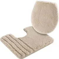 Möve Badematte Loft, Badvorleger, Badezimmer Teppich, Höhe 30 mm, rutschhemmend beschichtet, schnell trocknend, strapazierfähig, fußbodenheizungsgeeignet, Polyacryl, 2-tlg. Stand-WC Set, Badteppich, Badematten auch als 2 teiliges Set & rund