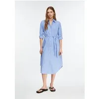 comma Midikleid Kleid Gestreiftes Hemdblusenkleid aus Popeline