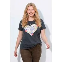 Ulla Popken T-Shirt T-Shirt Herz Classic Rundhals Halbarm