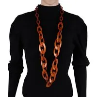 MIRROSI Lange Kette Damen Statement Halskette HARZ ca.95cm lang (perfekt für Pullover, Bluse, Shirt), Bunte Halskette