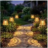 GLOBO LIGHTING LED Solarleuchte, LED-Leuchtmittel fest verbaut, Warmweiß, LED Solarleuchte Kristalllampe schwarz amber Akku H 60 cm 6er Set