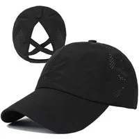 Zyronn Baseball Cap Baseballkappe für Damen mit überkreuzter Öffnung für den Pferdeschwanz Schnelltrocknende Trucker-Cap, geeignet für Outdoor-Sportarten.
