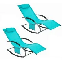 SoBuy Gartenliege OGS28x2, Schaukelstuhl Schaukelliege Strandliege Gartenmöbel, 2 st, Sonnenliege 2 Personen Liegestuhl Gartenliege wetterfest,Outdoor
