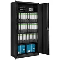 tectake Aktenschrank Werkzeugschrank aus pulverbeschichtetem Stahl, 180 x 80 x 40 cm (Komplettset, 1-St., inkl. 2 Schlüssel) mit 2 Flügeltüren, 4 höhenverstellbare Einlegeböden, abschließbar