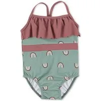 Sterntaler® Badeanzug UV-Schutz 50+ Badeanzug Regenbogen (1-St., Kinderbadeanzug mit Windelfutter, Schwimmshirt gemustert) Schwimmanzug mit Volant am Halsauschnitt, Baby Badeanzug