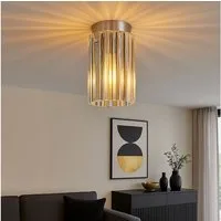 GLOBO LIGHTING LED Deckenleuchte, Leuchtmittel inklusive, Warmweiß, Deckenleuchte Deckenlampe Wohnzimmerlampe Metall Nickel-matt Glas
