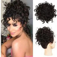 LuxusKollektion Kunsthaar-Extension Haarteil Dutt Messy Bun Pferdeschwanz Kordelzug Schwarz Braun